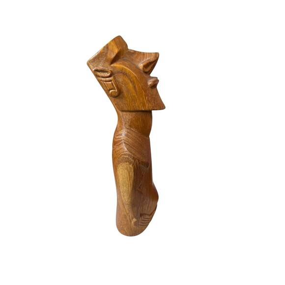 Vintage Hand Carved Wooden Moai Rapa Nui Figure Easter Island Inspired 6-1/4" - Picture 2 of 5